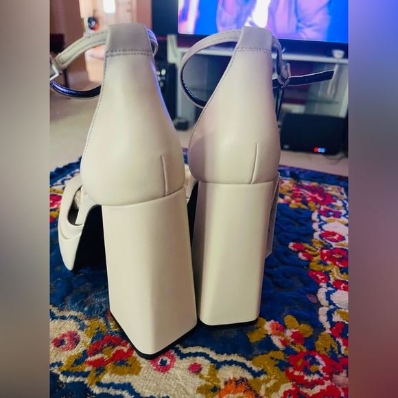 Zara Shoes | Chunky Platform Heeled Sandals Color: Cream/White Size: 6.5 - Picture 10 of 11